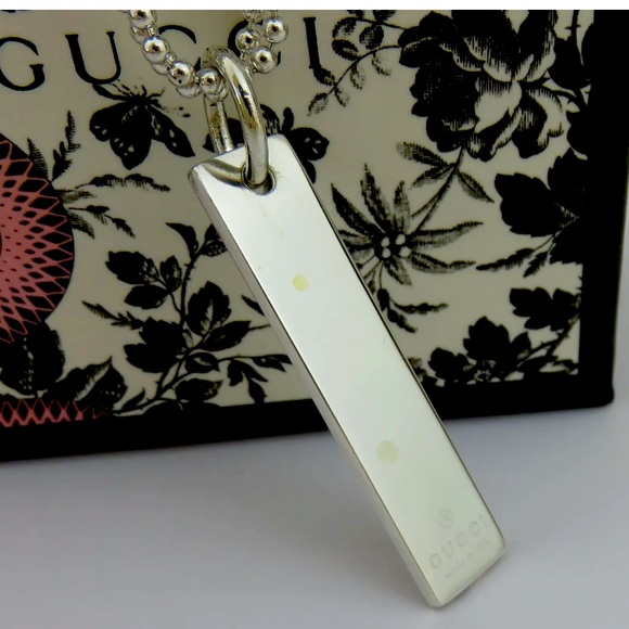 GUCCI Luxury 925 Sterling Silver Bar Necklace RARE! - Picture 1 of 4